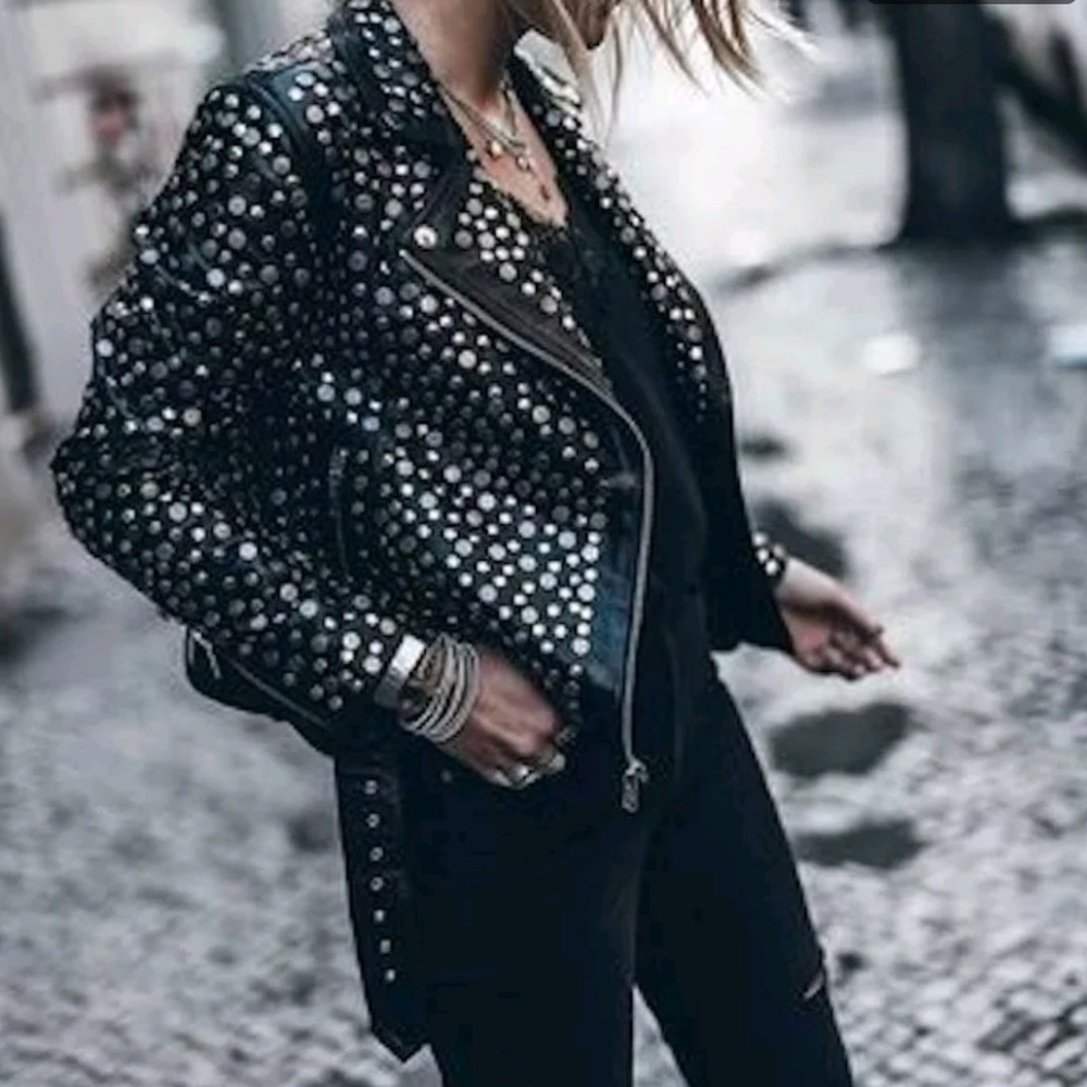 Belle Vere moto x faux leather studded jacket